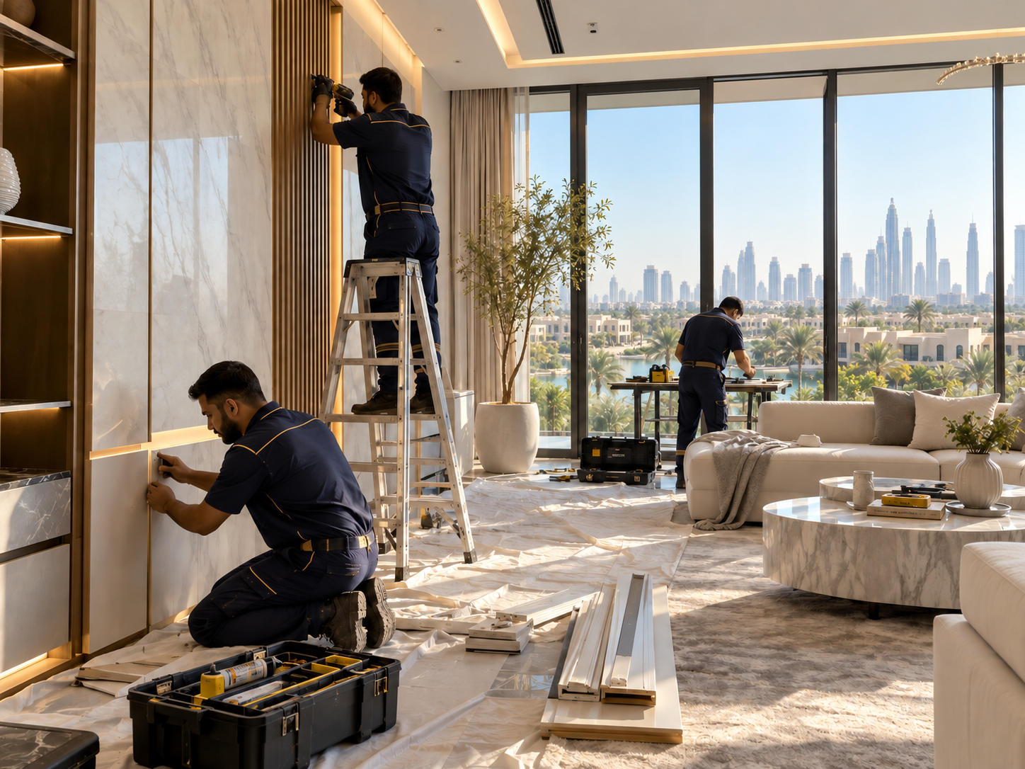 FastMaintenance team completing a villa renovation and interior fit-out in Dubai